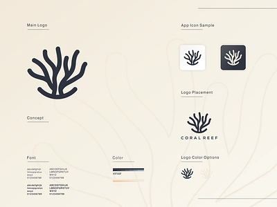 coral reef mini brand guide app app icon brand branding coral flat icon illustration logo monogram reef simple logo