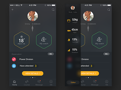 Dribbble1 and fitness health sports ui