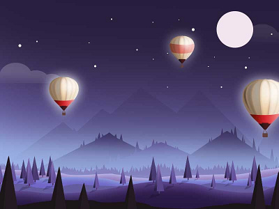 Hot Air Balloon Night1 air balloon day hot illustrations night ui