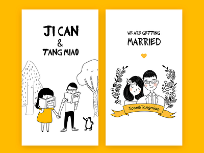 Canmiao boy girl illustrations marry wedding