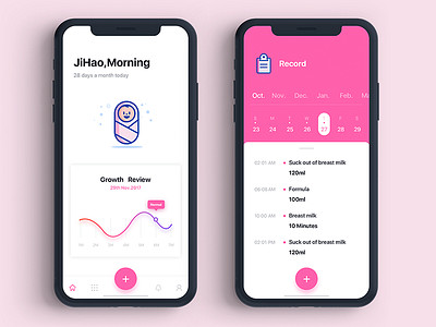 Baby Mark app baby calendar mark pink ui