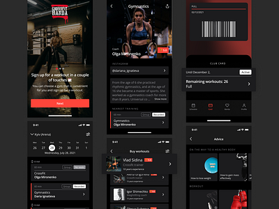 Crossfit BANDA coach crossfit dark mood gym mobile app sport ui ukraine ux