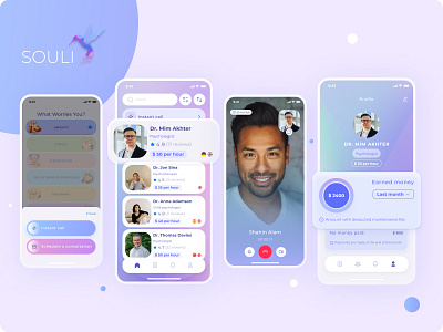 Mental Health App 🕊 analytics doctor health income logo mental health mobile app psychology psychotherapist psychotherapy ui video call