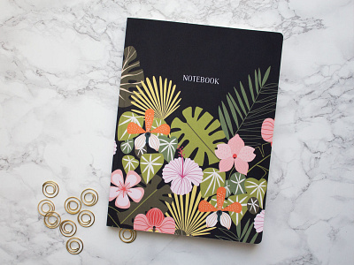 Tropical Midnight Notebook design flower illustration