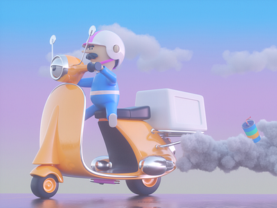 REPARTIDOR 3d c4d character illustration man moto octane persona render