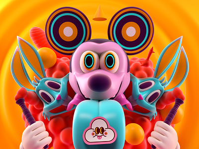 JUICE 3d bugs bunny c4d character disney illustration lsd mickey octane render vector warner bros