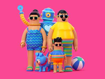 PLAYA 3d beach c4d character illustration octane otoy people render vacations