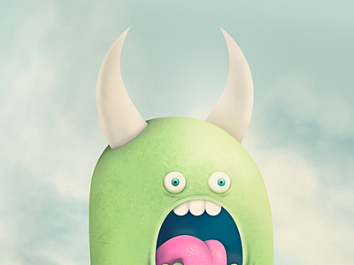 MONSTER!!! character green horns!! monster