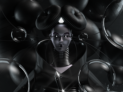 Björk 3d c4d character dark illustration music octane render