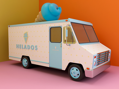 HELADOS!!! blue! c4d helados icecream van