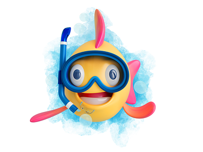 PEZ!!! c4d character fish happy pez render