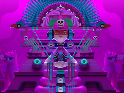 Maya y los tres 3d c4d character design illustration maya octane pink render vector