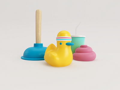 DUCK & FRIENDS. 3d character duck render shit