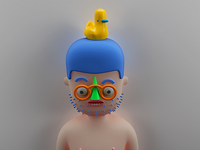 Persona blue character duck man naked pato persona render