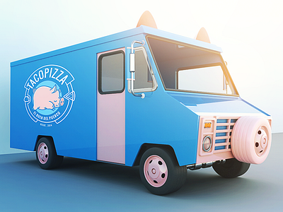 FOOD TRUCK 3d branding character food food truck oink pig truck van vector