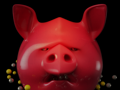 OINK 3d character oink pig red render