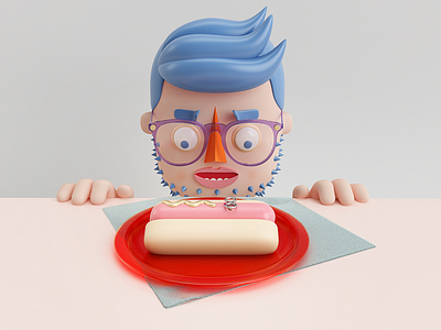 PERSONA!!! 3d character food hot dog people render