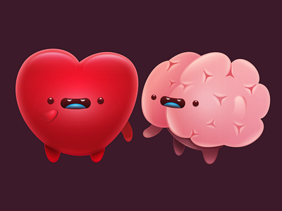 Insights! brain cerebro character corazón heart vector.