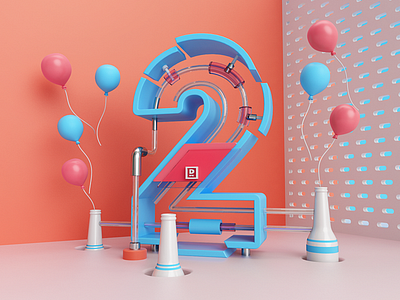 TWO YEARS!!! 3d balloons beer dos render two