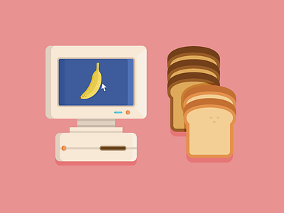 COMPUTER & BANANA banana bread computer icon pan platano vector