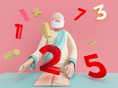 SÓCRATES 3d character numbers one render socrates