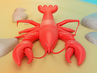 LANGOSTA!!! 3d character langosta lobster sea stone