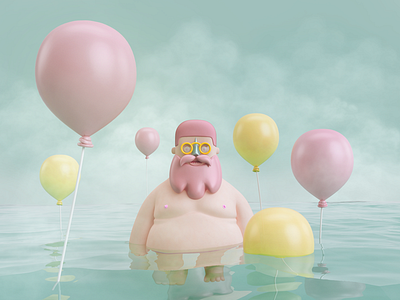 GLOBOS EN AGUA 3d balloons character gente globos mr render