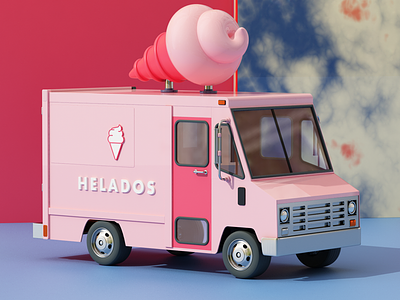 HELADOS 3d helado ice cream render van