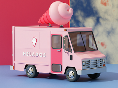 HELADOS 3d helado ice cream render van