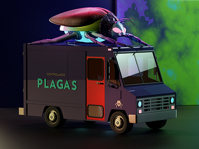 C. PLAGAS 3d bug insecto render truck van