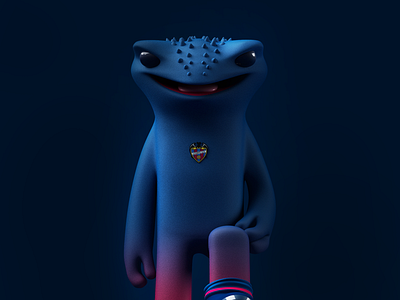 RANA botarga c4d character frow levante mascota rana soccer