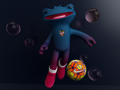 RANA botarga c4d character frow levante mascota rana soccer