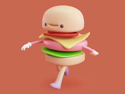 BURGER! 3d burger c4d character corre happy render run