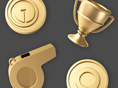 GOLD! c4d coin cup gold icon model oro render
