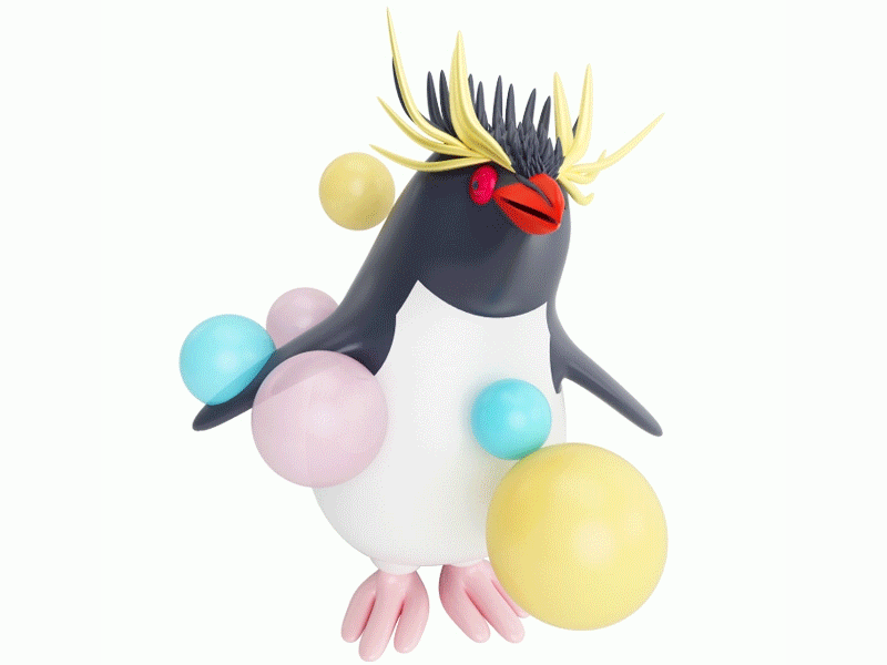 ROCKHOPPER ave c4d character pingüino render swim