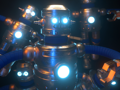 R O B O T S 3d c4d character cool iron light octane robot steel