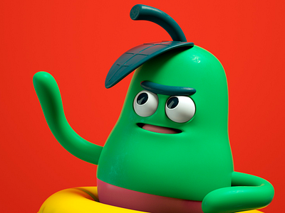 PERA! c4d character fruta octane pear render