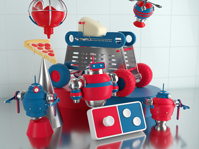 ROBOTS c4d character dominos food octane robots
