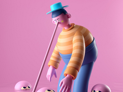 MR. NOSE 3d ai c4d character fish illustration man octane people persona render vector