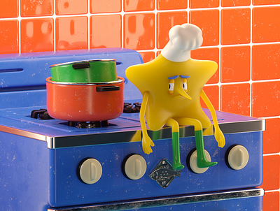 COCINA 3d c4d character illustration octane persona render vector