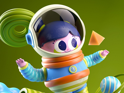 ASTRONAUTA 3d astronaut c4d character girl illustration octane persona render