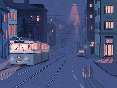 Illustration - Gothenburg by night 2 architecture art character design characters illustration