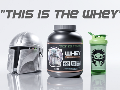 The Whey 🪐 3d baby yoda blender blender 3d blender3d mandalorian product render supplement tumbler whey