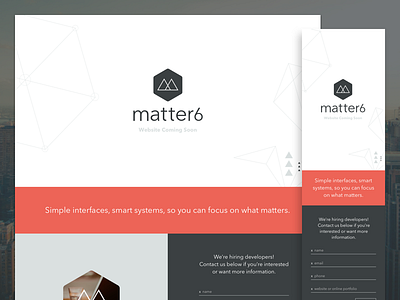 Matter6 Splash Page agency hexagon interface matter6 mobile page splash ui