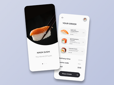 Ninja sushi card design food sushi ui ux