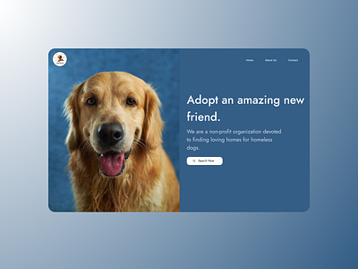 Dog Adoption Website Landing Page 003 dailyui dailyuichallenge day3 design landing page landing page design logo minimal ui ux web design website design