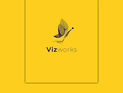 Logo for female sketchnote entrepreneur butterfly feather lineart pen