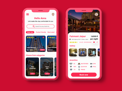 Hotel booking app screen