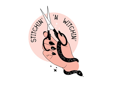 Stitchin' 'N Witchin' Logo design logo typography vector