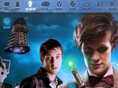 Dr Who Encyclopedia iPad App app blue doctor who ipad navigation